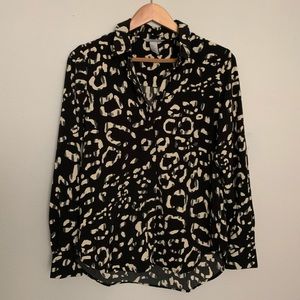 H&M Leopard Button Down Blouse